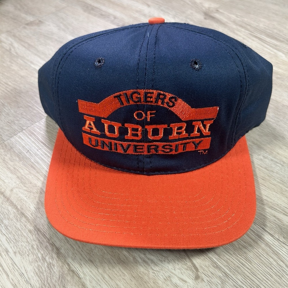 VTG Auburn Tigers Snapback Hat College NCAA Blue Orange P Cap Made in USA